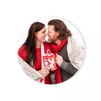 Personalized Ceramic Coaster with Christmas Couple Photo Design for Holiday Drinks