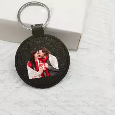 Personalized custom PU Leather Keychain key ring holder bag tag charm with your Photo Design