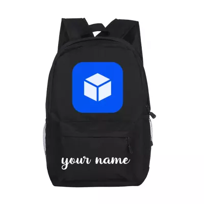 custom logo branded merchandise Backpack, Black Custom Corporate Backpack with 3D Cube Print, Personalized Name Backpack for Work and Travel