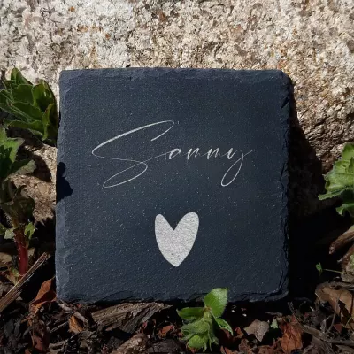 Personalized Sonny Name Slate Heart Keepsake, Custom Engraved Stone Gift, Cursive Name Decor, Customizable Slate Present for Sonny