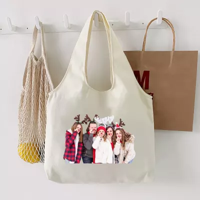 Personalized Christmas Canvas Tote Bag with your Design cutom img picture photo print xmas gift bag canvas vest tote
