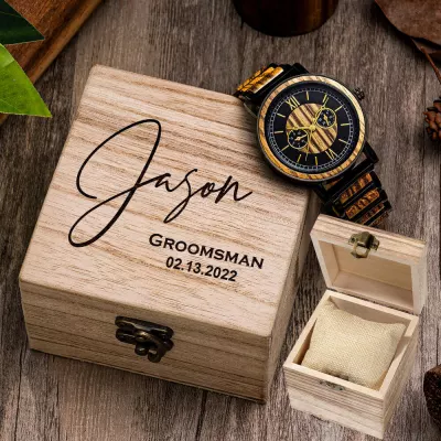 A428 Paulownia Wood Watch Box – Engraved Watch Box, Wooden Watch Storage Case, Wood Watch Case & Watch Organizer