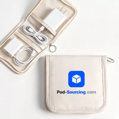team Logo custom print gift Travel Pouch, Printed Zip Pouch for Power Adapters and Cables, Corporate Tech Organizer Bag