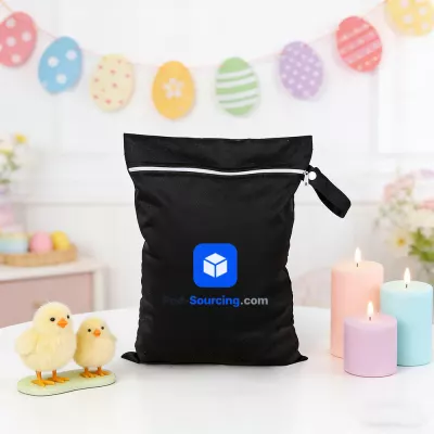 corporate gifts Logo Zip Pouch, Corporate Branded Easter Pouch, Blue Box Icon Print, Custom Logo Zip Bag for Business Gifts