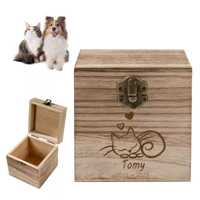 A427 Paulownia Wood Pet Memorial Box – Pet Urn, Dog Urn for Ashes, Cat Ashes Keepsake Box, Pet Memory Box & Loving Memory Box