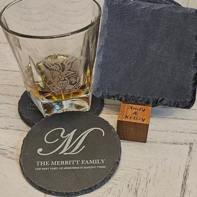 A041 Natural Stone Slate Coaster – Drink Coasters for Tea, Coffee, Beer, Wine & Other Drinks, Table & Home Bar Decor