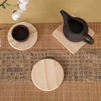Beech Wood Coasters – Heat-Resistant Drink Coasters for Tea, Coffee, Beer & Wine (Color & Size Customizable)