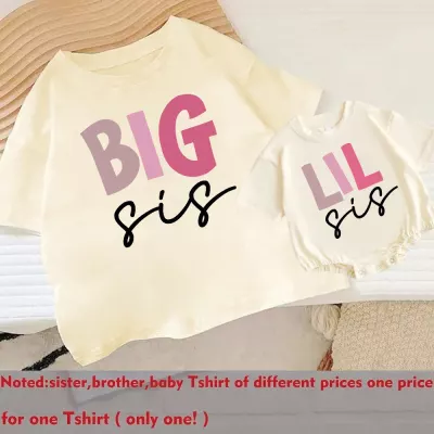 Big Sis Lil Sis Matching Shirt Set, Sister and Baby Bodysuit Outfit, Big Sister Little Sister Reveal Tee, Sibling Matching Clothes