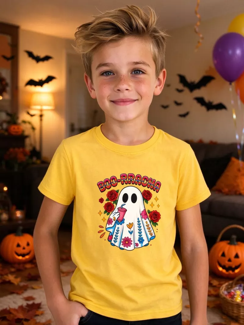 Halloween Ghost Drinking Shirt with BOO-RRACHA Graphic