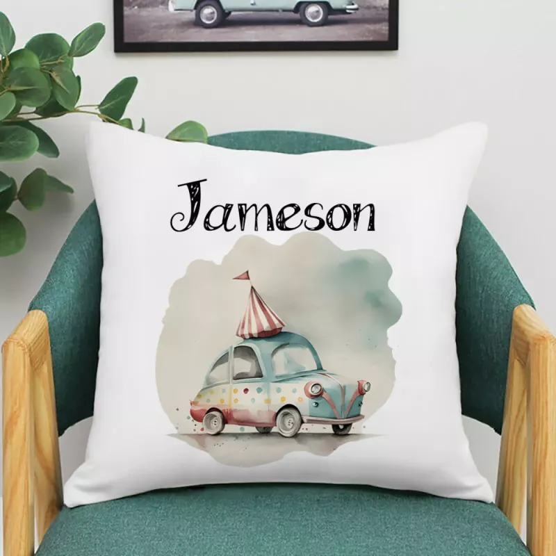 Personalized carton Car taxi fire truck road roller police car excavator Cushion Cover for Kids' Room Decor