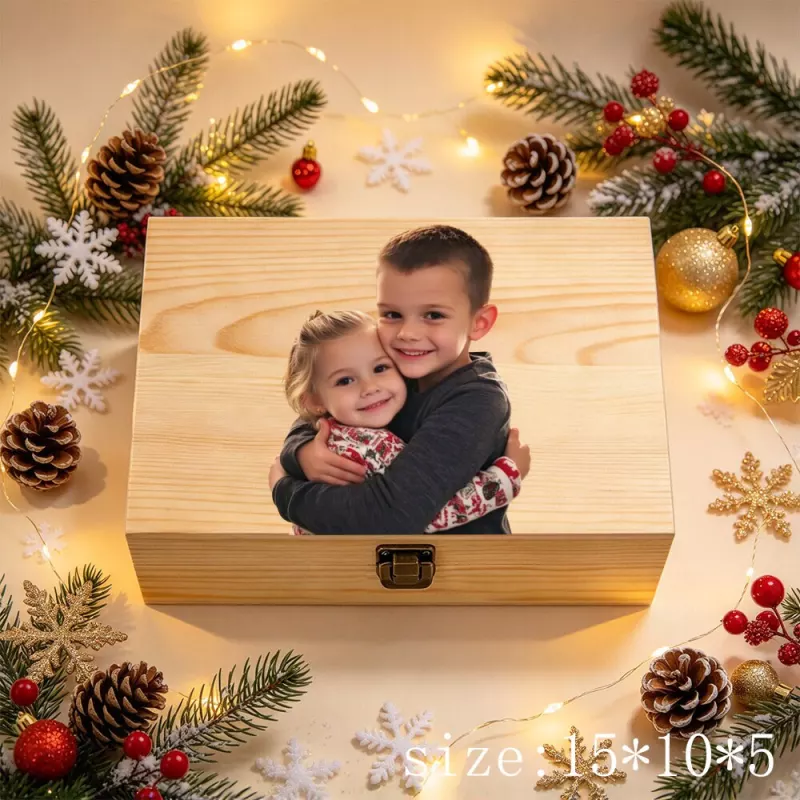 Personalized Wooden Keepsake Box with Children Photo Design
