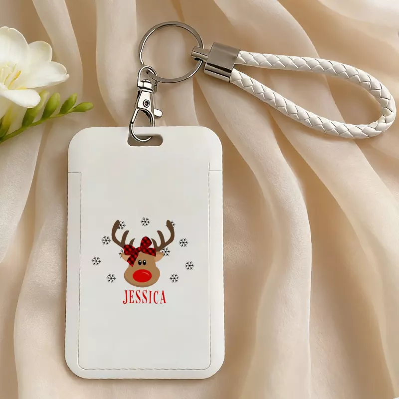 Christmas Reindeer Card Holder Wallet with Name JESSICA