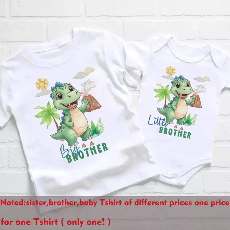 Big Brother Little Brother Dinosaur Sibling Matching Outfit Set