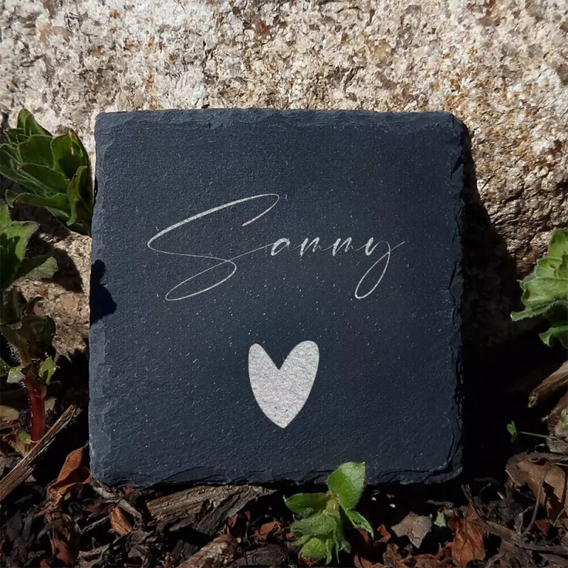 Personalized Slate Heart Keepsake with Custom Cursive Name