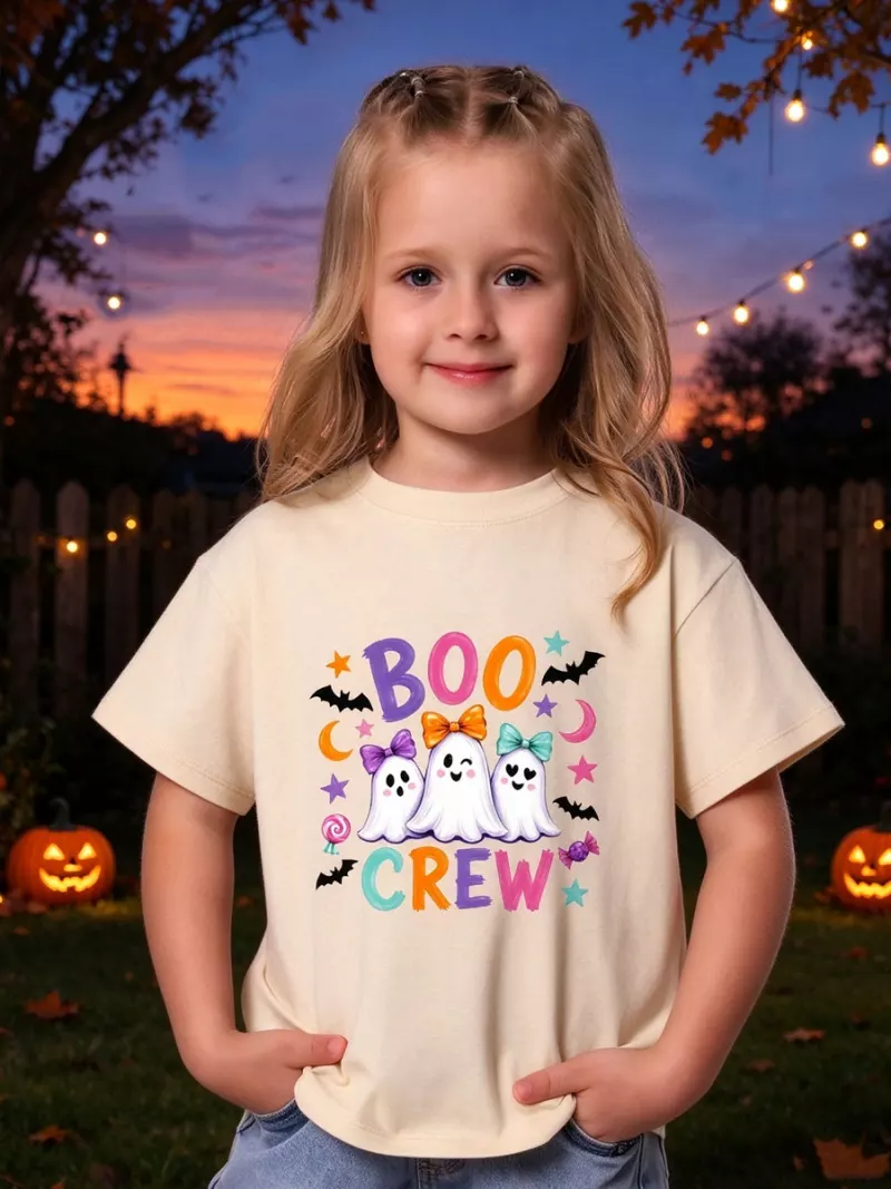Boo Crew Ghost Halloween Shirt for Kids