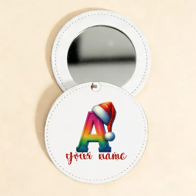 Letter A Santa Hat Christmas Mirror Cover Holiday Stocking Stuffer