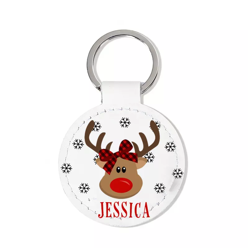 Personalized Christmas Reindeer Keychain with Custom Name