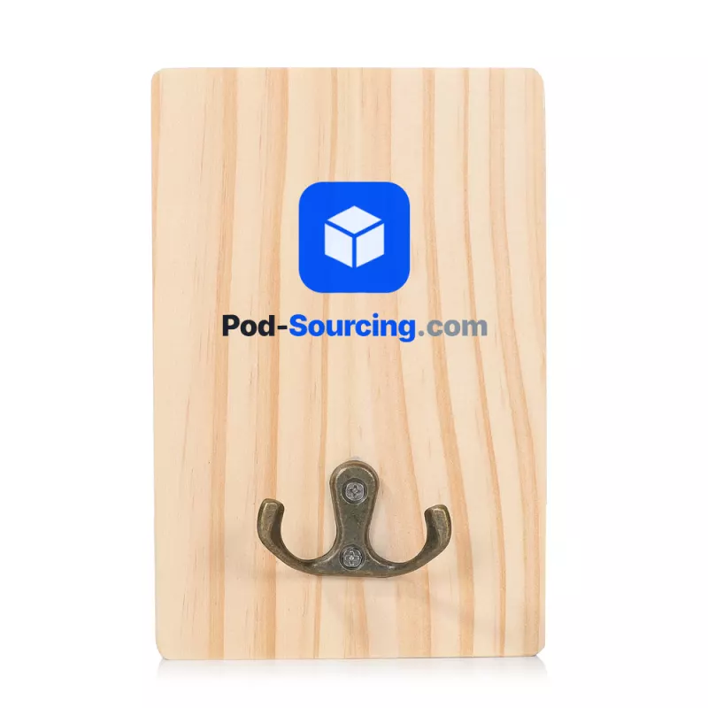 Custom Company Logo Wooden Wall Hook Key Holder for Office Entryway