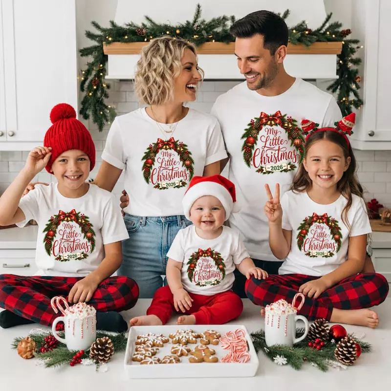 My Little Christmas 2026 Wreath Family Shirt Holiday Group Outfit