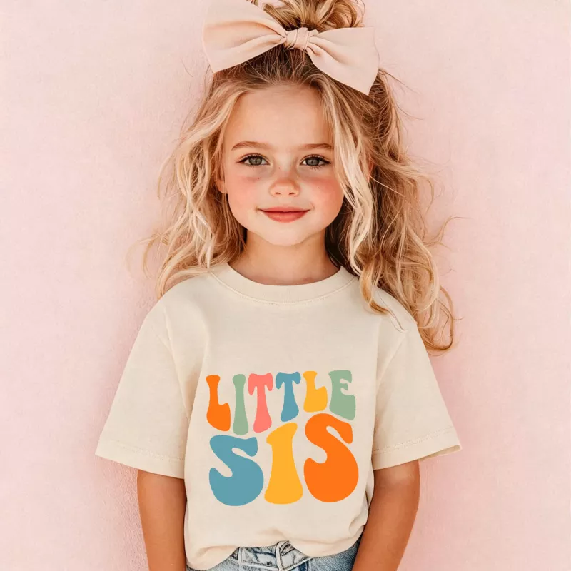 Little Sis Sibling Shirt for Big Sister Announcement and Family Reveal