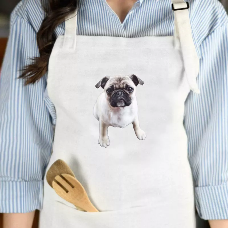 Personalized Polyester Apron with Pug Dog Design for Kitchen and Baking