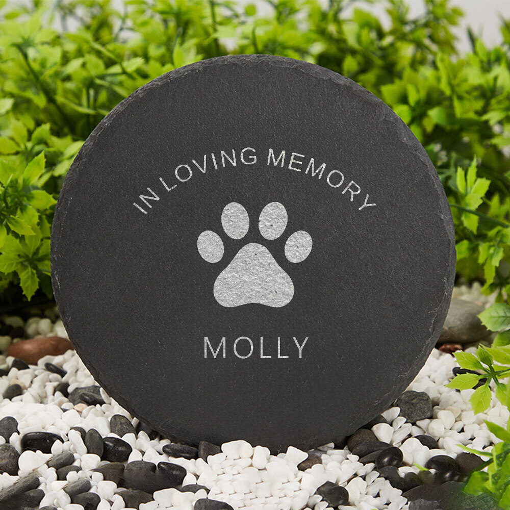 Personalized Pet Memorial Stone, In Loving Memory Paw Print Grave Marker, Custom Dog or Cat Name Garden Stone, Sympathy Keepsake for Loss of Pet