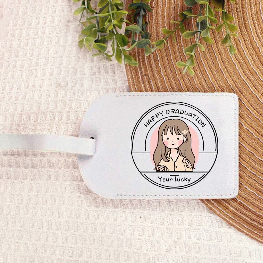 Happy Graduation Girl Illustration Keychain, Personalized Graduation Gift, Brown Hair Girl with Yellow Clip, Custom Name Tag Charm, Class of 2026 Keepsake