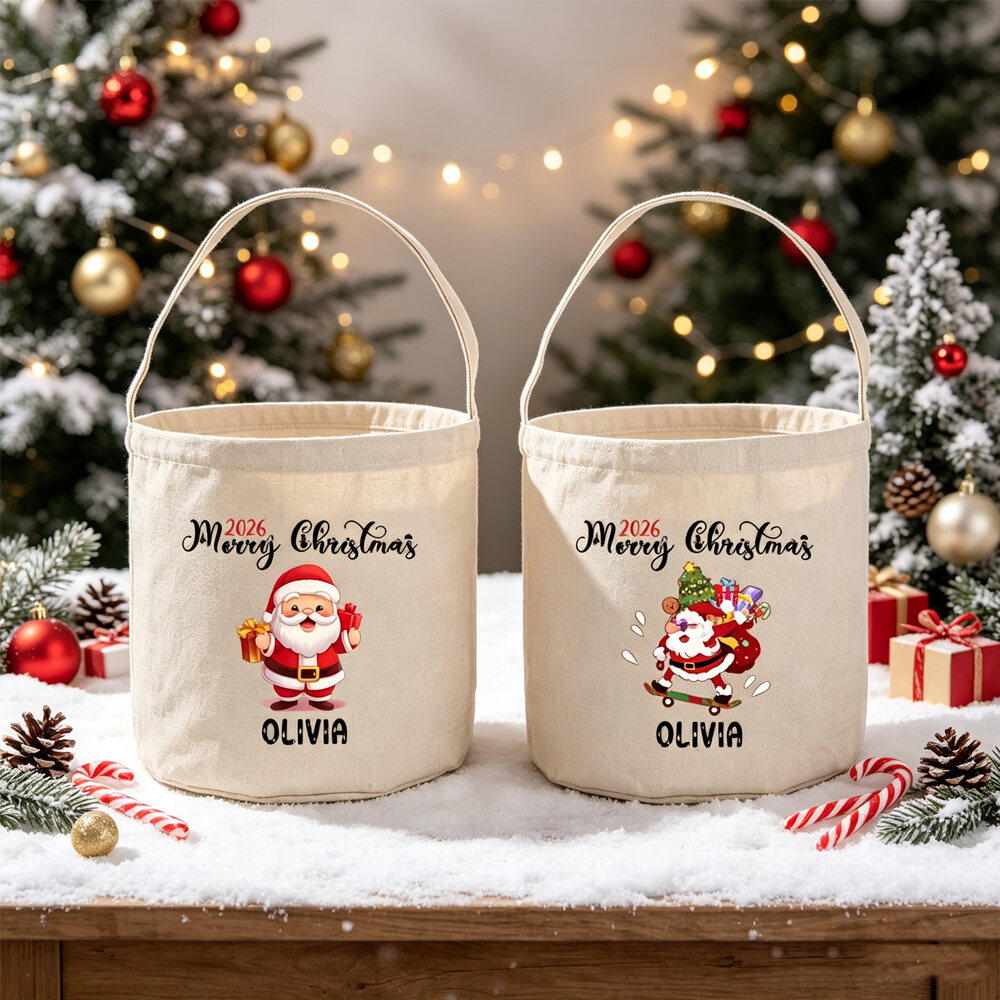 kids Personalized christmas candy bucket santa gift sack Gift Bag for Children with Custom Name