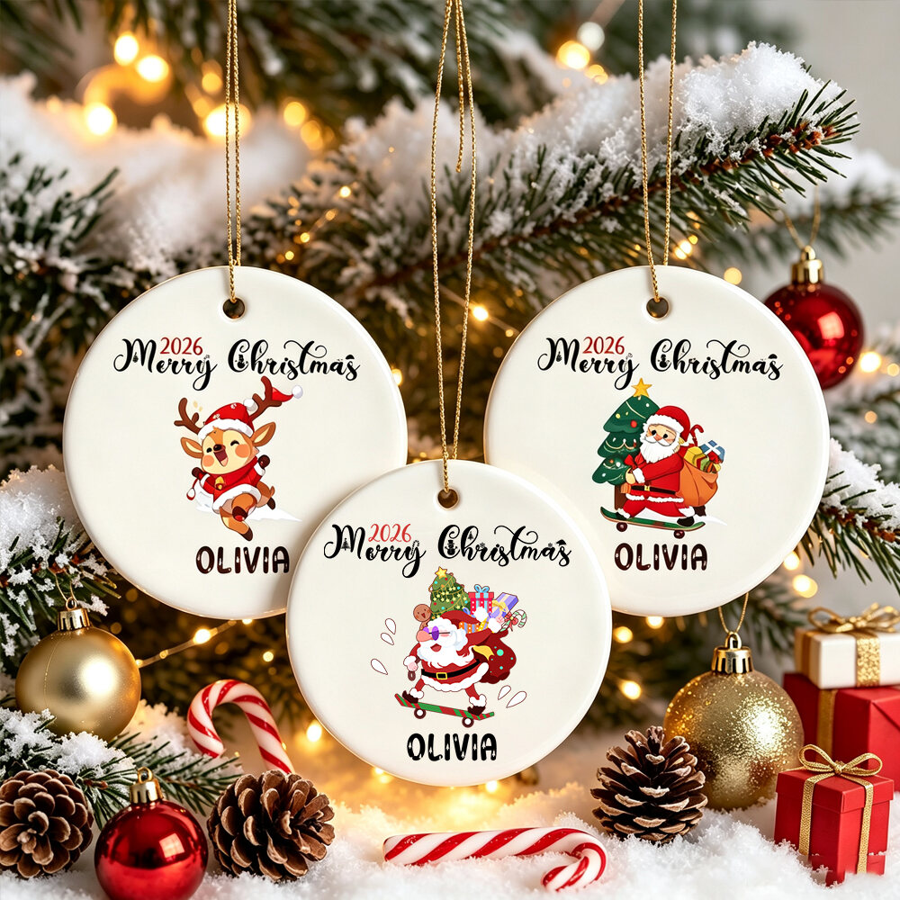 Personalized Ceramic Christmas Ornament with Name for Holiday Tree Decor