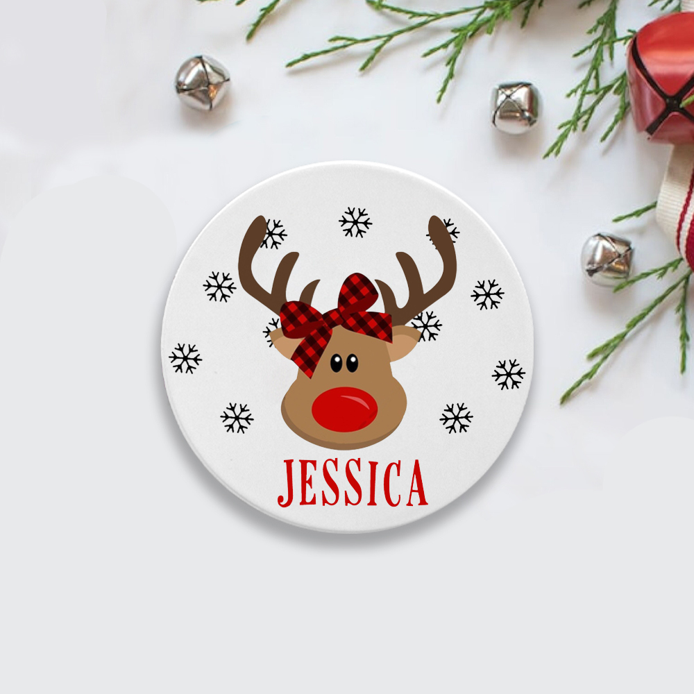 Christmas Reindeer Ceramic Coaster christmas snowflake festive tea coffee coaster table decor