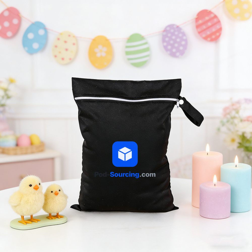 corporate gifts Logo Zip Pouch, Corporate Branded Easter Pouch, Blue Box Icon Print, Custom Logo Zip Bag for Business Gifts