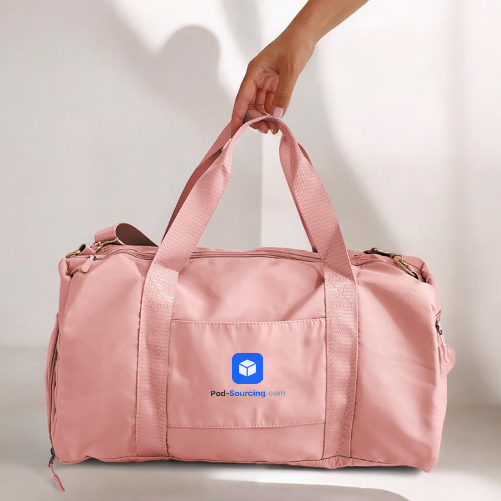 print your  Logo Pink Duffel Bag, Custom Corporate Gym Bag with Front Pocket, Promotional Sports Holdall for Work and Travel