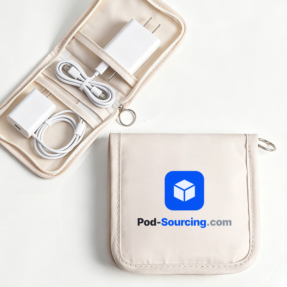 team Logo custom print gift Travel Pouch, Printed Zip Pouch for Power Adapters and Cables, Corporate Tech Organizer Bag