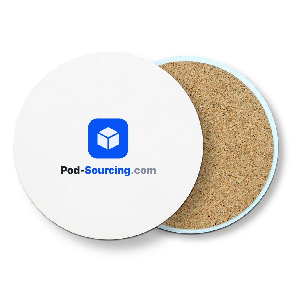 custom Logo Coaster, Round Cork-Backed Corporate Coaster, Blue Cube Print Desk Accessory for Office Gifts