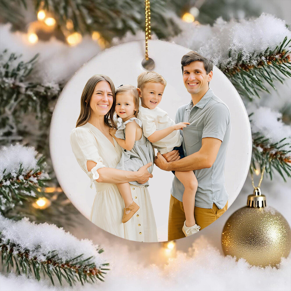 Personalized Ceramic Christmas Ornament with Family Photo Keepsake