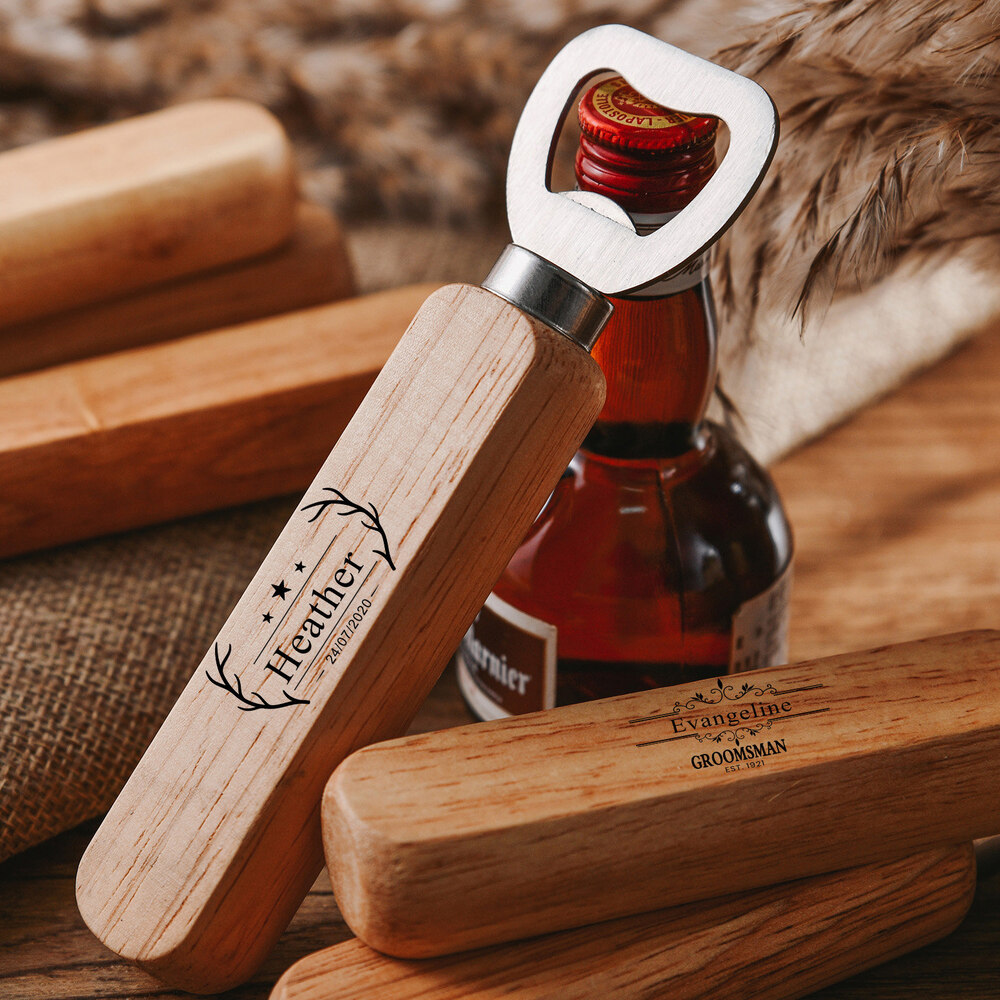 A080 Oak Wood Bottle Opener – Wooden Bottle Opener, Beer Bottle Opener, Bar Tool & Kitchen Gadget