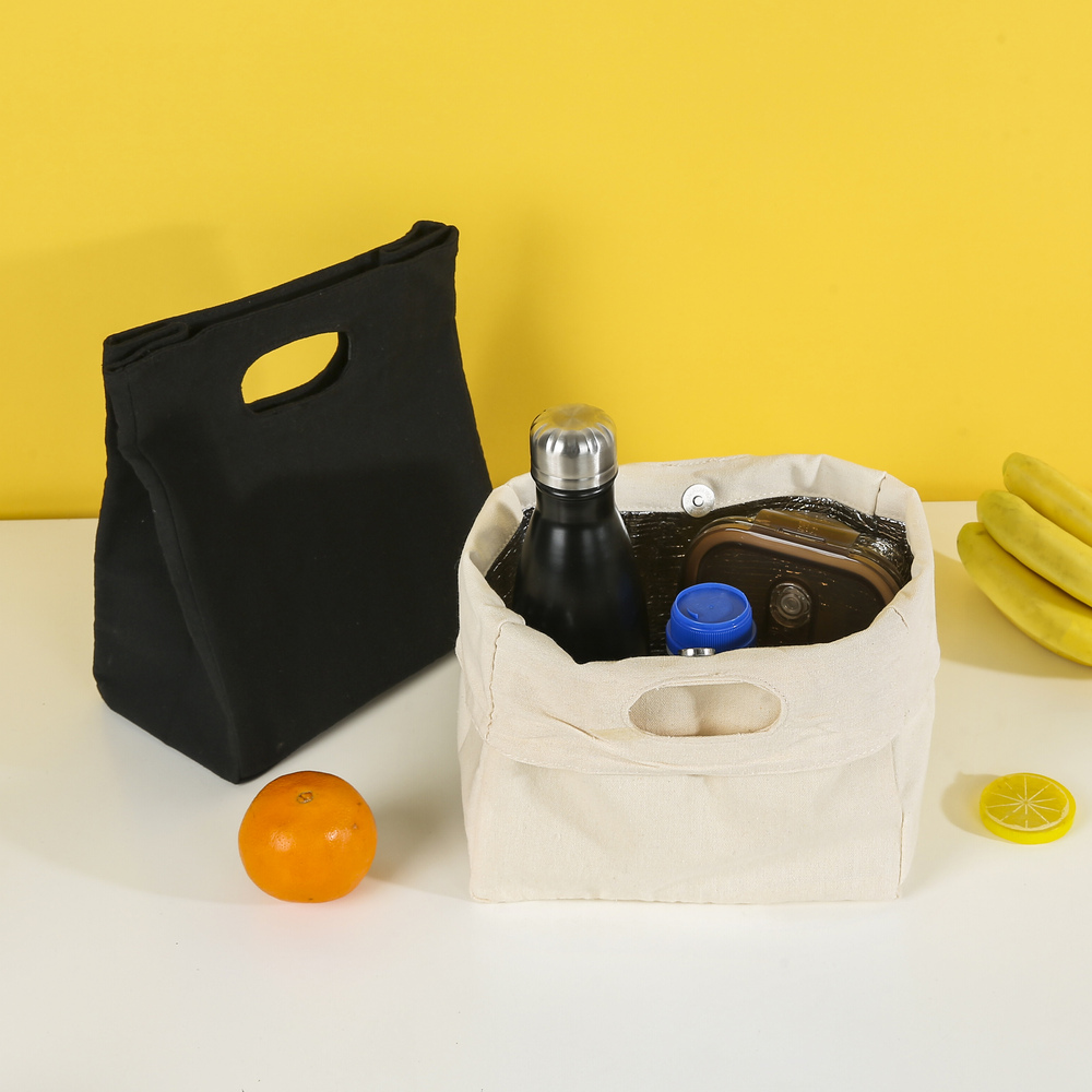 TB-C. Canvas Lunch Bag, Insulated Lunch Tote, Bento Bag, Reusable Picnic Bag, Portable Food Storage Bag
