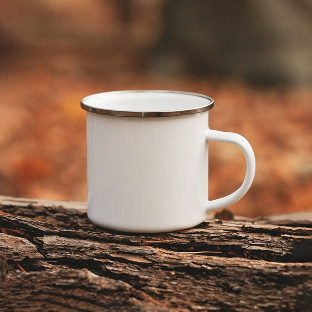 A015. Enamel Mug Cup 12oz (360ml) – NOT Microwave or Dishwasher Safe, Hand Wash Only, Hot & Cold Drinks, Unisex All-Ages Camping Travel Home Use