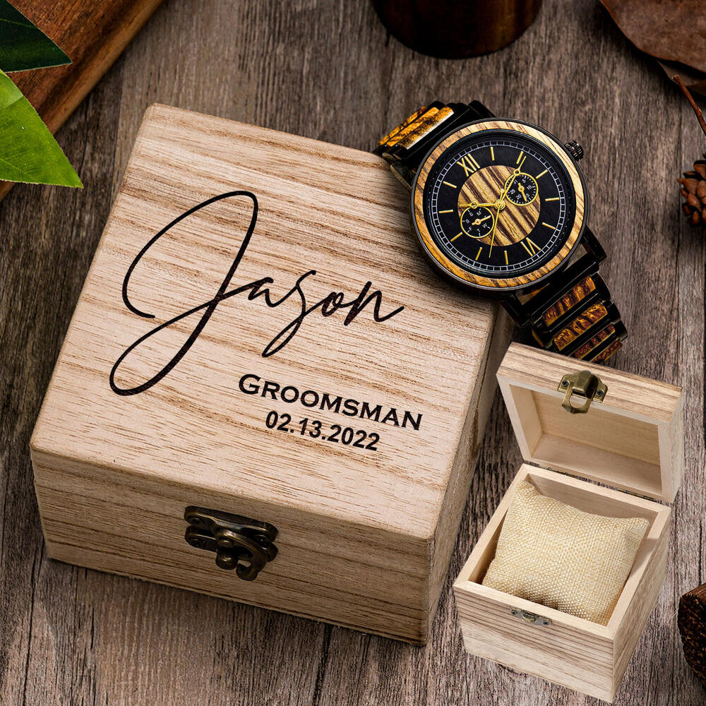 A428 Paulownia Wood Watch Box – Engraved Watch Box, Wooden Watch Storage Case, Wood Watch Case & Watch Organizer