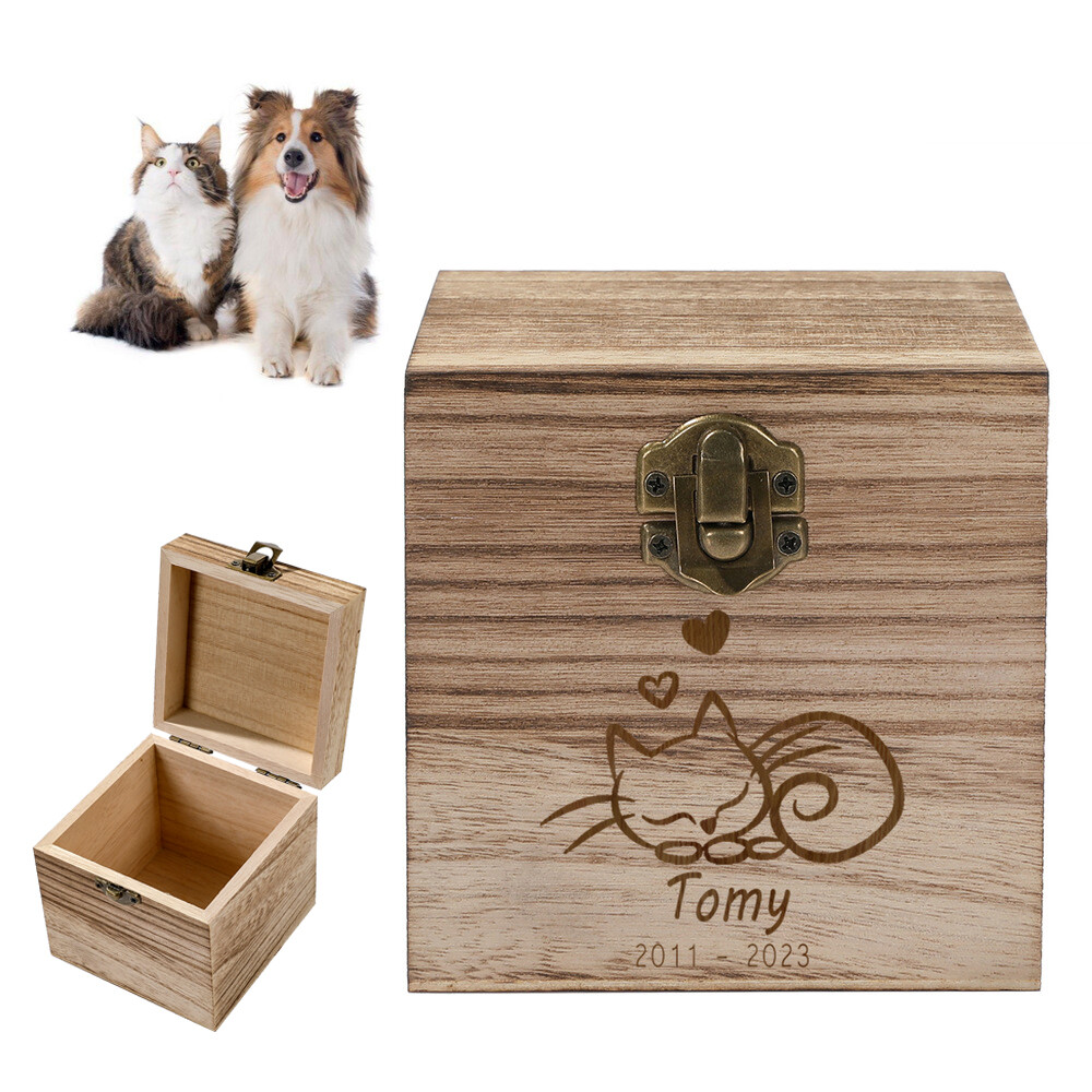 A427 Paulownia Wood Pet Memorial Box – Pet Urn, Dog Urn for Ashes, Cat Ashes Keepsake Box, Pet Memory Box & Loving Memory Box